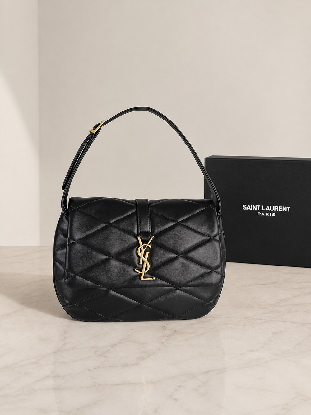 Yves Saint Laurent Black Quilted Lambskin Shoulder Carry Bag | Jamie Medium
